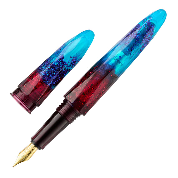 BENU Briolette Fountain Pen - Fiery Azure on white background