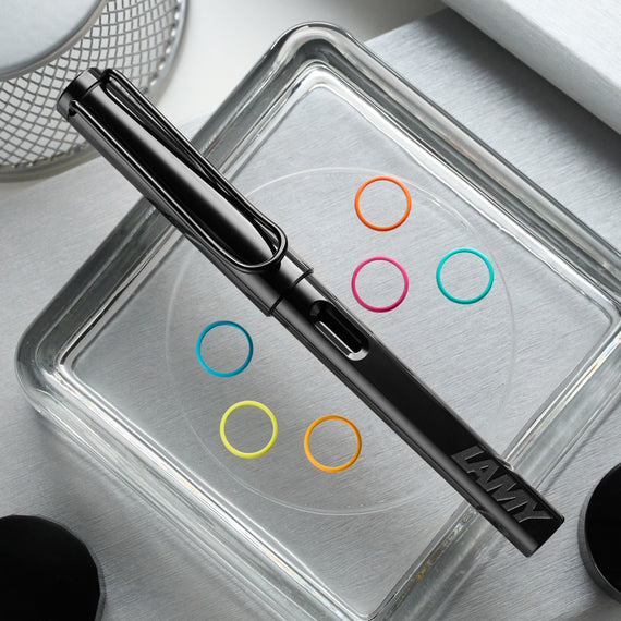 LAMY safari Fountain Pen - all black-multi ring set (Special Edition)
