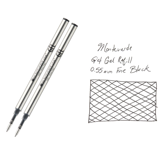 Monteverde Capped Gel G4 Rollerball Refill - Black 0.55mm Fine (2-Pack)