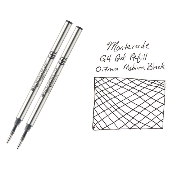 Monteverde Capped Gel G4 Rollerball Refill - Black 0.7mm Medium (2-Pack)