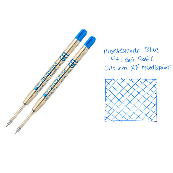 Monteverde Capless Gel P41 Rollerball Refills - Blue, 0.5mm XF Needlepoint (2-Pack)