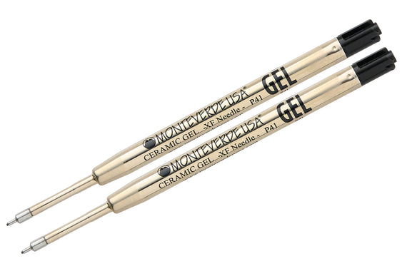 Monteverde Capless Gel P41 Rollerball Refills - Black, 0.5mm XF Needlepoint (2-Pack)