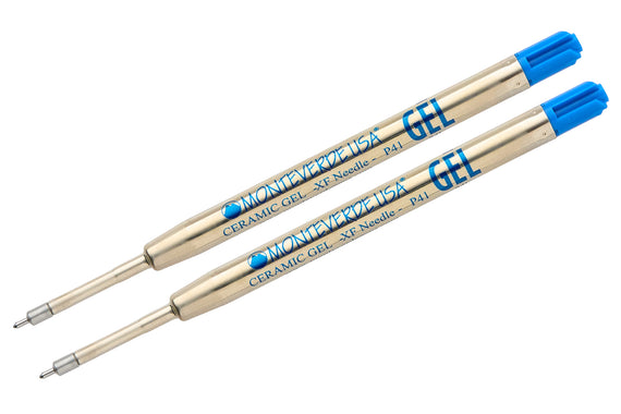 Monteverde Capless Gel P41 Rollerball Refills - Blue, 0.5mm XF Needlepoint (2-Pack)