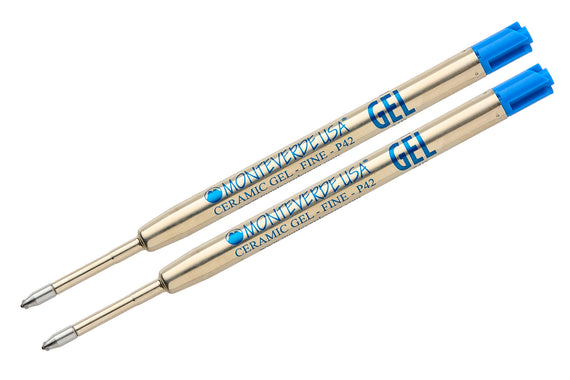 Monteverde Capless Gel P42 Rollerball Refills - Blue, 0.7mm Fine (2-Pack)