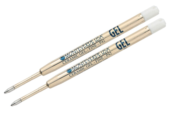 Monteverde Capless Gel P42 Rollerball Refills - Blue/Black, 0.7mm Fine (2-Pack)