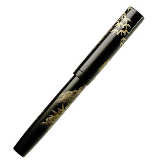 Decorative pen with tiger design on a white background