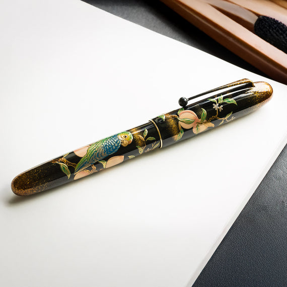 Namiki Yukari Royale Maki-e Fountain Pen - Parrot with Peach