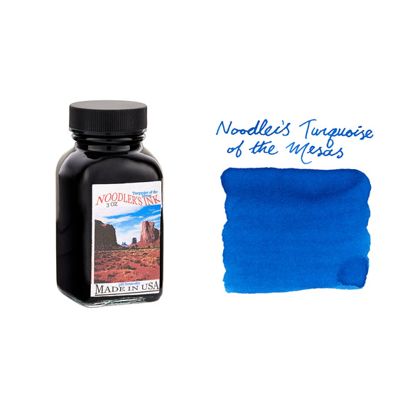 Noodler's Turquoise of the Mesas Ink bottle and swab on white background