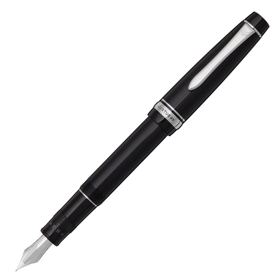 Pilot Justus 95 Fountain Pen - Black/Rhodium fountain pen on white background