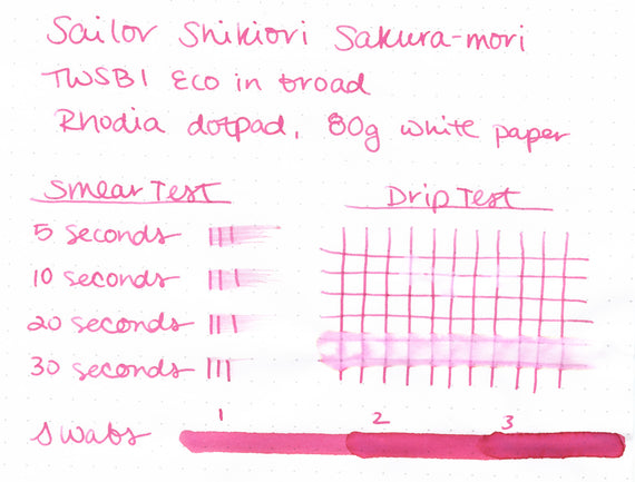 Sailor Shikiori Sakura-mori fountain pen ink writing sample